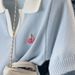 Women's Clothing Contrast Color Polo Collar Short Sleeved T Shirt Women's Clothing Summer New High End Thin Ice Silk Knitted Short Top_ecoleips.com