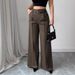 Women's High-Waisted Straight Leg Trousers Autumn/Winter Casual Elegant Commuter Suit Pants_ecoleips.com