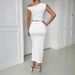 2025 Women's Autumn Winter Sexy Asymmetric Shoulder Fashion Hot Girl Solid Color Ruched Sleeveless Bodycon Set_ecoleips.com