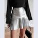Cross-border European And American Style Leather Women's Small Pleated Skirt, Short A-line Skirt Wholesale_ecoleips.com