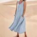 Voya Women's Summer European And American Style Pocket Sleeveless Round Neck Dress_ecoleips.com