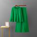 Women's Knitted Two Piece Set Hooded Button down Sweater Casual Wide Leg Pants Spring Autumn Cross Border Style_ecoleips.com