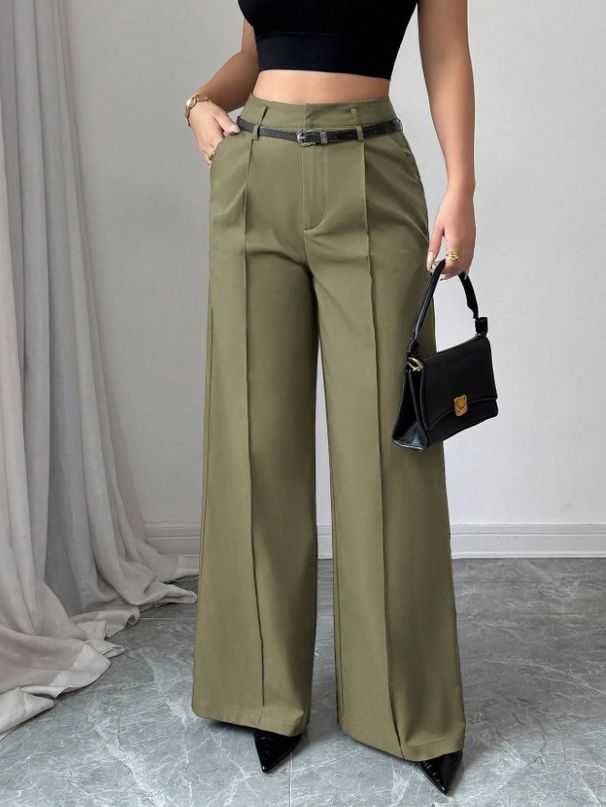 Women's High-Waisted Straight Leg Trousers Autumn/Winter Casual Elegant Commuter Suit Pants_ecoleips.com