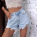 2025s 47#-35865#Women's INS New Casual High-Waisted Frayed Distressed Denim Shorts_ecoleips.com