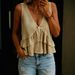 New Spring/Summer Women's Solid Color V-Neck Ruffle Sleeveless Top For European And American Cross-Border Foreign_ecoleips.com