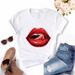 Cross-border Plus-size Loose-fitting Harajuku-style Simple Colorful Lip Print Women's Short-sleeve T-shirt For Summer_ecoleips.com