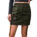Voya 2026 Women's Spicy Style Solid Color Lace Up Workwear Short Skirt, Slightly Elastic Polyester Sweet Spicy Style Half Skirt_ecoleips.com