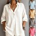 Women's Clothing Women's Fall Long Sleeve Shirt Collared Casual Loose Fit Solid Color Top Blouse_ecoleips.com
