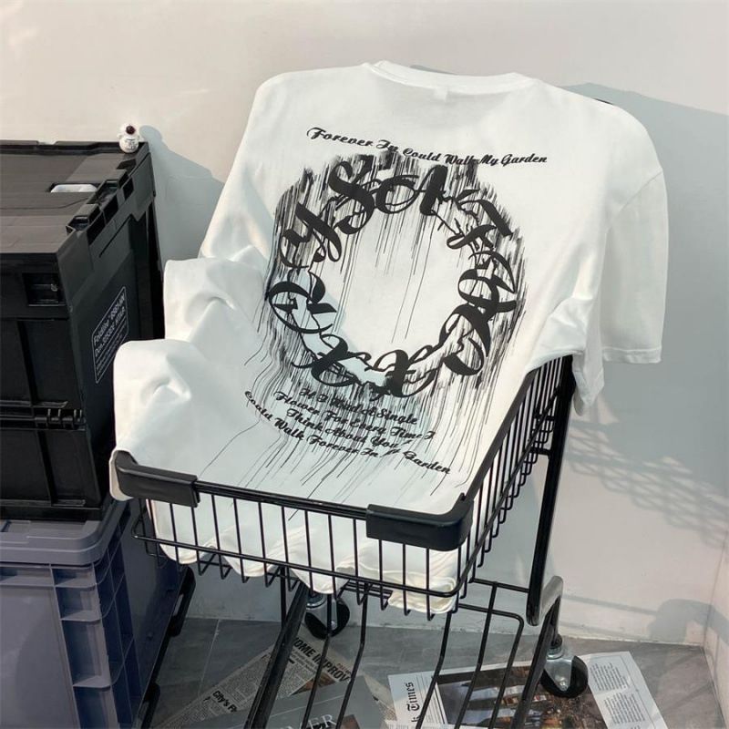American Retro High Street Style Distressed Washed Loose Short-sleeve T-shirt For Men And Women, Oversized Summer_ecoleips.com