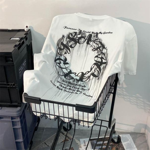 American Retro High Street Style Distressed Washed Loose Short-sleeve T-shirt For Men And Women, Oversized Summer_ecoleips.com