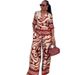 Summer Women's African Style Two Piece Set Printed Shirt And High Waisted Wide Leg Trousers Elegant American Style_ecoleips.com