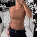 Women's Clothing Slim Fit Sleeveless Vest Solid Color Summer Top Plus Size Tank Camis_ecoleips.com