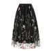Retro 50s Women's Mesh Embroidered Midi Skirt High Waist A-Line Skirts for Casual Office Wear_ecoleips.com