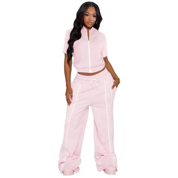 Aria Basics Aria Basics GL6795 European And American Cross-border Women's Clothing, Sports Strap Buttoned Loose Pocket Wide-leg Pants With_ecoleips.com