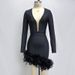 Women's Clothing Fire Piece Feather Long Sleeve Bandage Dress Evening Dress Bandagedresses_ecoleips.com