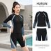 Tiger Run plus Size Women's Conservative Two Piece Swimsuit Covers Tummy Five Point Pants Professional Sports Swimsuit for Hot Springs_ecoleips.com