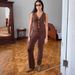 Women's Clothing V Neck Top Short Top Long Beach Bohemian Straight Wide Leg Pants Suit For Women_ecoleips.com