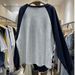 foreign Trade Cotton Autumn New Korean Large Size Loose Color-blocked Printed Letter Round-neck Pullover_ecoleips.com