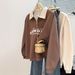 Real Shot Of Foreign Trade Polo Collar Half-zip Composite Sweatshirt For Women, Spring And Autumn Thin Loose New Style_ecoleips.com