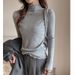 Korean Style Women's High Neck Base Layer Top Ruffled Trim Faux Cashmere Brushed Thickened Autumn Winter Innerwear_ecoleips.com
