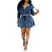 Women's Clothing Denim Skirt Suit Washed Denim Jacket Sexy Short Skirt Spring Autumn Summer_ecoleips.com