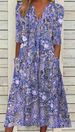 2023 New European And American Style Printed Summer V-neck Casual Vacation Pocket Dress Home Wear For Women_ecoleips.com