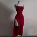 Women's Sexy Halter Backless Lace Up High Slit Bodycon Maxi Dress – Summer Party Club Gown 2026_ecoleips.com