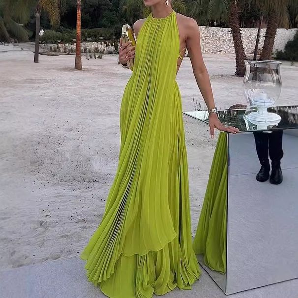 Women's Clothing Summer New Fashion Leisure Off Shoulder Sleeveless Solid Color Pleated Two Piece Suit_ecoleips.com
