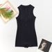 Women's Conservative Solid Color Zipper Sleeveless Vest One Piece Swimsuit For Competition Uniform_ecoleips.com