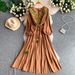 Women's French Retro Style Embroidery round Neck Dress Sweet Gentle Elegant Long Skirt Summer Fashion_ecoleips.com