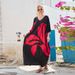 Bohemian Print Batwing Sleeve Cover-Up Dress - Lightweight Beach Kimono For Women, Bikini Wrap, Plus Size Vacation Tunic, Quick-Dry Polyester_ecoleips.com