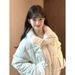 girl Girl Girl Korean Style Sweet Wave Point Down Cotton Women's Fashion Loose Coat Autumn Winter Warm Student Puffer Jacket_ecoleips.com