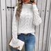 Aria Basics Aria Basics Fall/Winter 2025 Foreign Trade European And American Fashion Women's Solid Color Cable Knit Long Sleeve High Collar_ecoleips.com