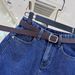 Women's High-Waisted Slimming Denim Shorts Dark Blue 2025 Summer Style Thin Loose Wide Leg A-Line Shorts_ecoleips.com