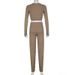 K Fashion Casual Women's Solid Color Splicing Sports Yoga Comfortable Fitness Suit Set_ecoleips.com