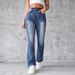 New European And American Embroidered High Waist Washed Fashion Flared Pants Trousers Women's Jeans Women_ecoleips.com