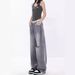 KEN STUDIO Summer New Ripped Gradient Wide-Leg Jeans For Women, High-Waisted, Loose, Slimming, Straight-Leg Pants_ecoleips.com