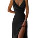 Women's Clothing Sexy V-neck halter slit fashion slim-fit dress for women_ecoleips.com