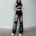 Hong Kong Style Distressed Jeans For Women Summer Straight Wide-Leg Floor-Length Loose Slimming Trendy Pants Ins_ecoleips.com