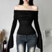 Aria Basics Aria Basics European And American Style 2024 Cross-border Autumn New Women's Clothing, Solid Color Slim-fit Fashion Off-shoulder_ecoleips.com