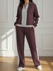 Women's Two-Piece Athletic Set Casual Long Sleeve Color Block Sweatshirt And Straight Leg Pants For Fall Winter Comfort_ecoleips.com