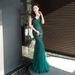 Women's clothing dress women's new banquet elegant annual meeting long fishtail sequin sexy dress_ecoleips.com
