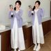 Autumn New Wear Knitted Patchwork Vest Purple Sweater 2-Piece Maternity Dress_ecoleips.com