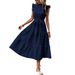2024 Cross-Border European And American Women's Fashion Foreign Trade Bohemian Sleeveless Tie-Waist Flared Dress_ecoleips.com