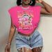 Women's Floral Butterfly round Neck Short Sleeve Cropped Top Casual Fashion Digital 3D Print One Piece Polyester T-Shirt_ecoleips.com