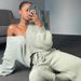 European And American 2025 Casual Fashion Women's Solid Color Cardigan Long Sleeved Sweater Trousers Two Piece Suit_ecoleips.com