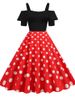 Elegant Off Shoulder Women Summer Dress Slash Neck Vintage Ladies Fit And Flare Polka Dot Evening Party Sundress_ecoleips.com
