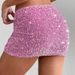 Aria Basics Aria Basics 51606 European And American Cross-Border New Fashion Sequin Velvet Short Sexy Hot Girl Bodycon Half Skirt Women_ecoleips.com