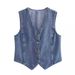 Zatrax2025 New Women's Fashion Sleeveless Short Denim Vest High Waist Skirt_ecoleips.com