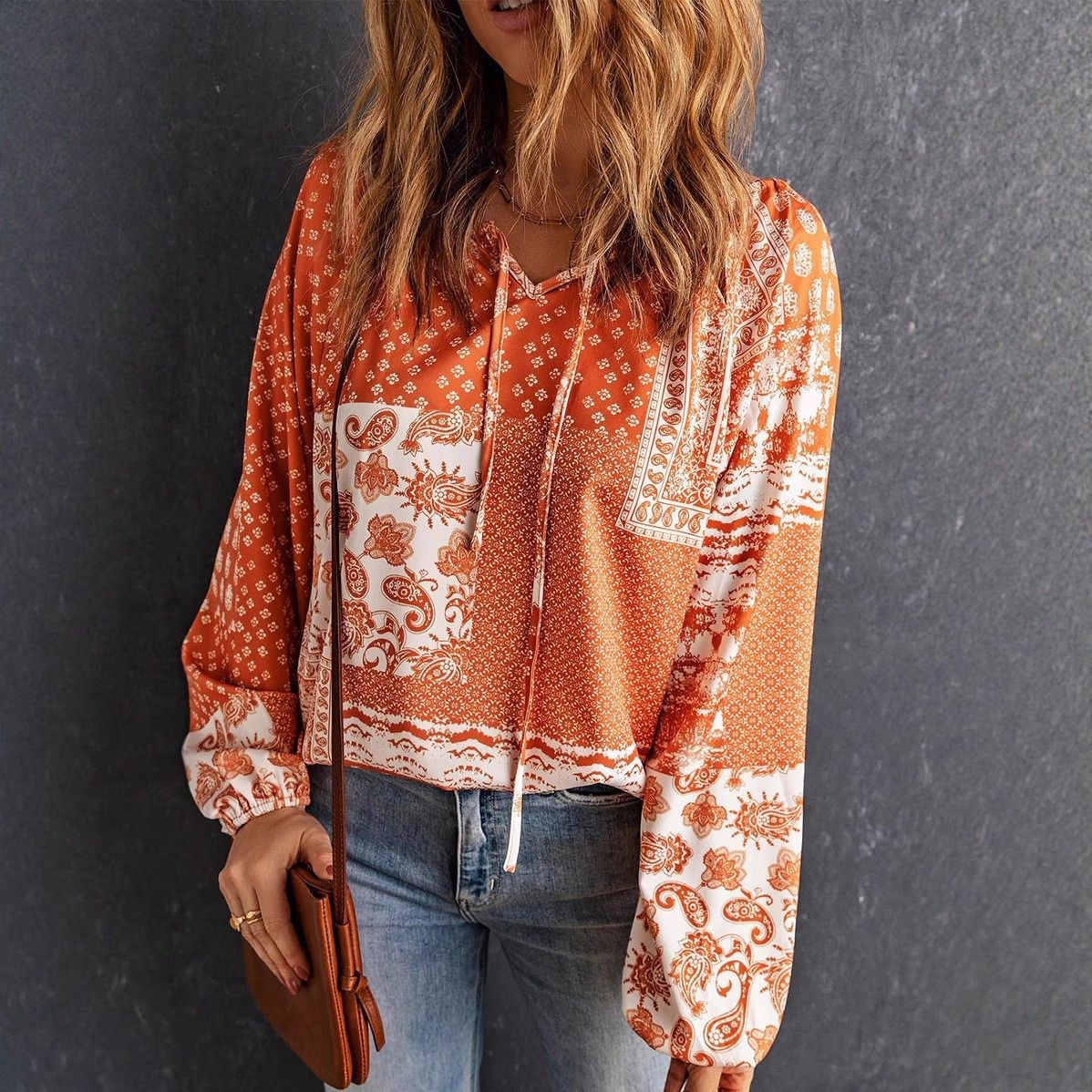 Women's Clothing Autumn And Winter Women's Clothing Wish Long Sleeved Printed Ethnic Tops T Shirts Shirts For Women_ecoleips.com